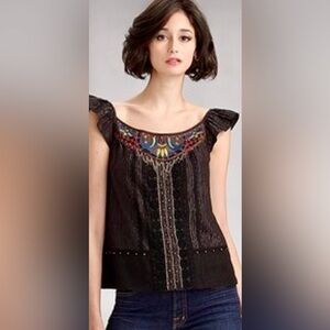 Nanette Lepore Vintage 2000s Isis Pinstripe Embroidered Chain Blouse Top Size 4